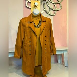Mustard Missy Midas Touch jacket. Polyester & spandex with a soft leather feel